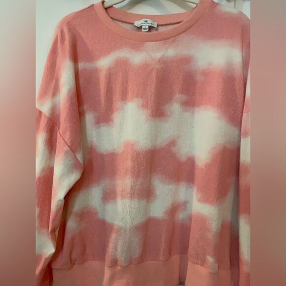 Urban Daizy light-weight sweatshirt women's Large pink white athleisure Boho EUC - Picture 4 of 9